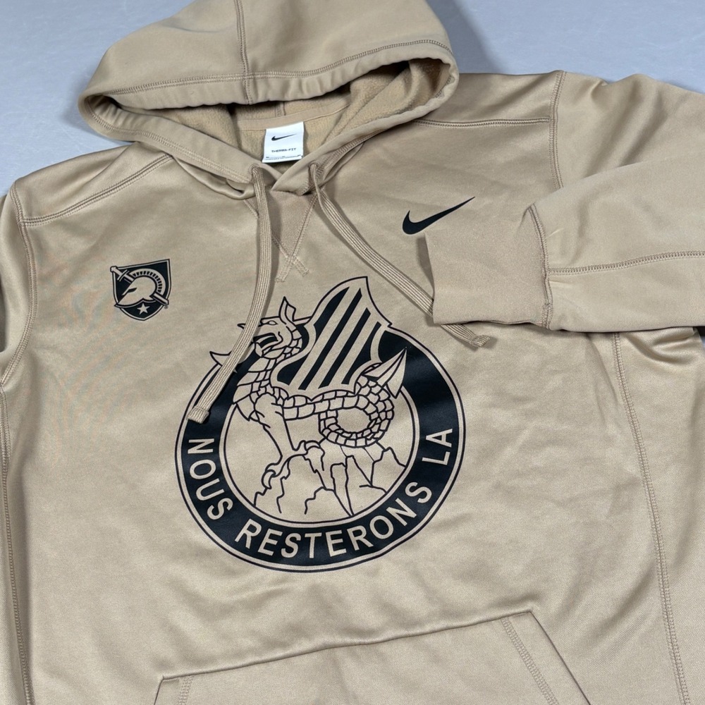 Nike 3rd Infantry Division Therma Fit Hoodie Mens Medium Tan Army Rock of Marne